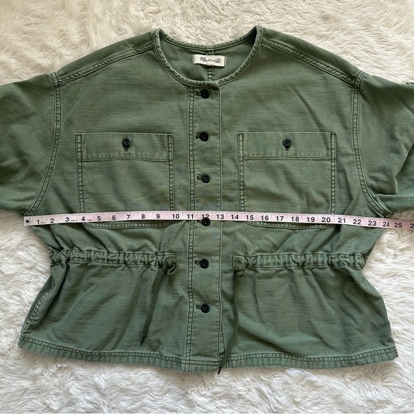 Madewell Claremont Drawstring Jacket Button Up Military Workwear Palm Tree XL - Picture 11 of 15